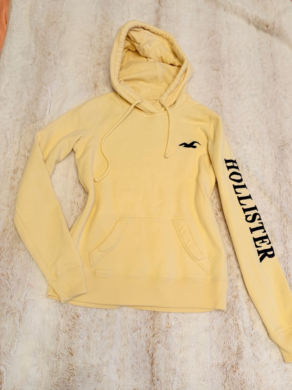 💛 Vintage Y2K Hollister Butter Yellow Logo Hoodie Preppy Surf Bella Swan Comfy